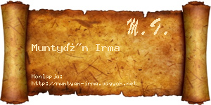 Muntyán Irma névjegykártya